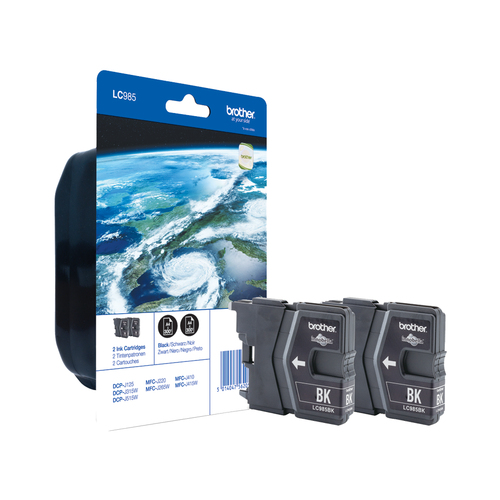 Brother LC985BKBP2, original, schwarz, Tinte Brother LC985BKBP2, original, schwarz, Tinte