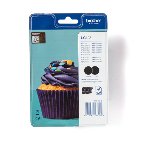 Brother LC123BKBP2&comma; original&comma; schwarz&comma; Tinte