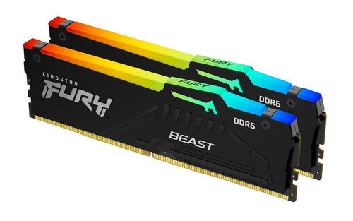 DDR5RAM 2 x 32GB DDR5-5600&comma; Kingston Technology FURY Beast 64 GB 5600 MT&sol;s DDR5 CL40 DIMM &lpar;2er-Kit&rpar; RGB&comma; DIMM&comma; CL40 Kit