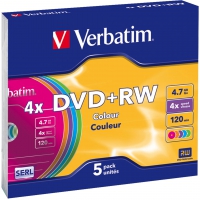 1x5 Verbatim DVD+RW 4,7GB 4x Speed