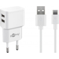 Goobay USB-Dual-Ladeset, USB-C, 2,4A, 12W, Goobay USB-Dual-Ladeset, USB-C, 2,4A, 12W,