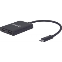 Manhattan USB-C auf Dual HDMI-Konverter,schwarz,