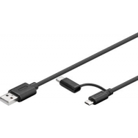 1m USB 2.0-Kabel TypA auf 2in1